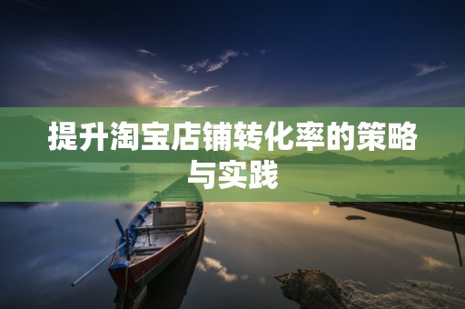 提升淘宝店铺转化率的策略与实践