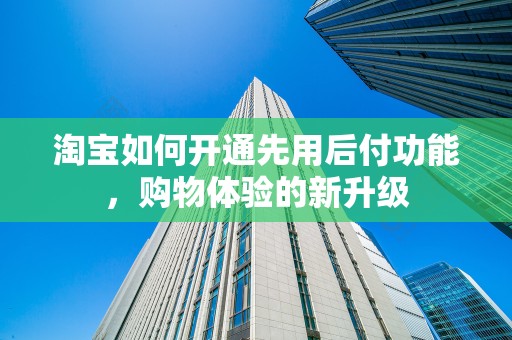 淘宝如何开通先用后付功能，购物体验的新升级