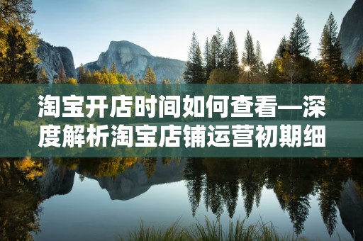 淘宝开店时间如何查看—深度解析淘宝店铺运营初期细节