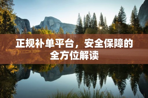 正规补单平台，安全保障的全方位解读