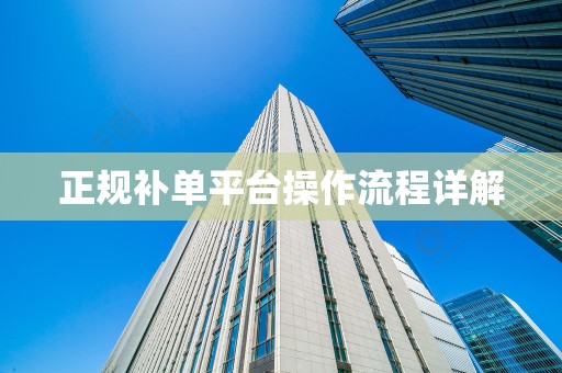 正规补单平台操作流程详解