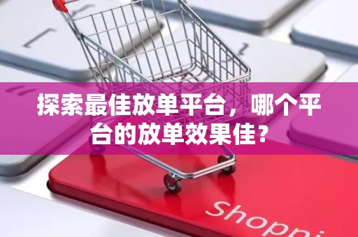 探索最佳放单平台，哪个平台的放单效果佳？