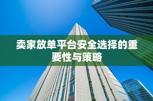 卖家放单平台安全选择的重要性与策略