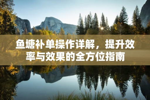 鱼塘补单操作详解，提升效率与效果的全方位指南