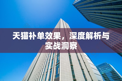 天猫补单效果，深度解析与实战洞察
