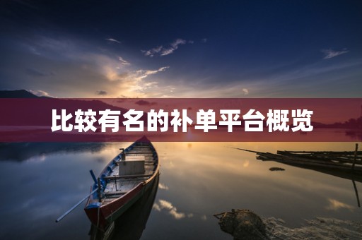 比较有名的补单平台概览