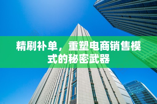 精刷补单，重塑电商销售模式的秘密武器
