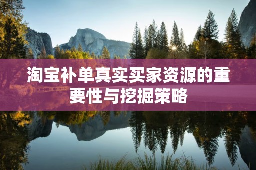 淘宝补单真实买家资源的重要性与挖掘策略