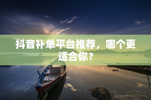抖音补单平台推荐，哪个更适合你？