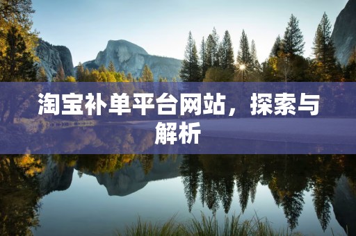 淘宝补单平台网站，探索与解析