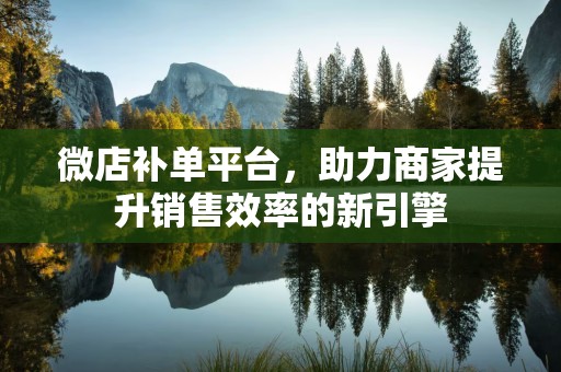 微店补单平台，助力商家提升销售效率的新引擎