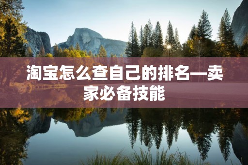 淘宝怎么查自己的排名—卖家必备技能