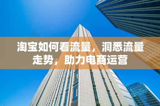 淘宝如何看流量，洞悉流量走势，助力电商运营