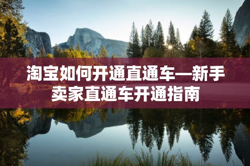 淘宝如何开通直通车—新手卖家直通车开通指南
