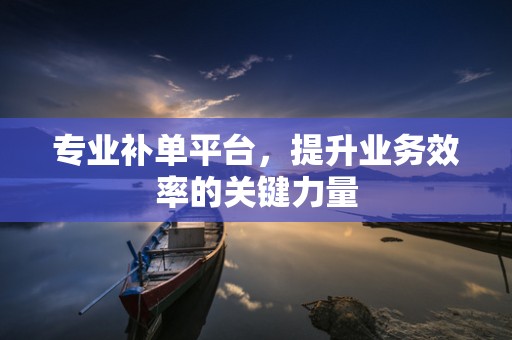 专业补单平台，提升业务效率的关键力量