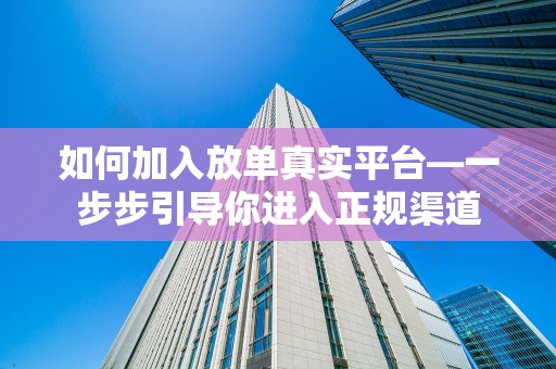 如何加入放单真实平台—一步步引导你进入正规渠道