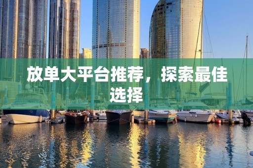 放单大平台推荐，探索最佳选择