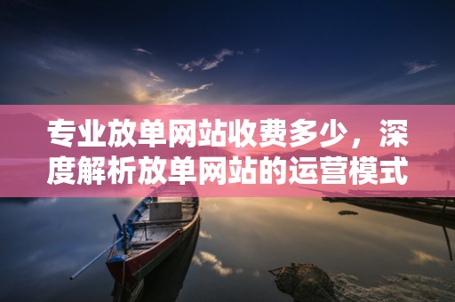 专业放单网站收费多少，深度解析放单网站的运营模式与费用结构