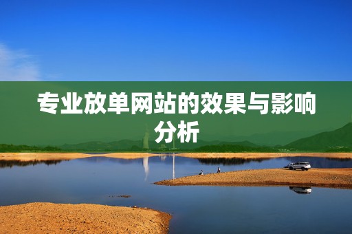 专业放单网站的效果与影响分析