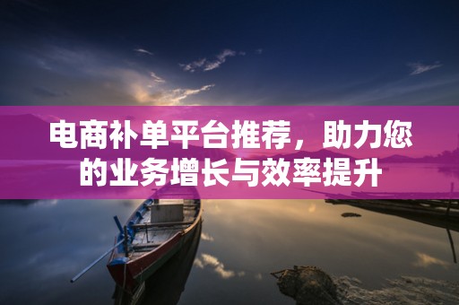 电商补单平台推荐，助力您的业务增长与效率提升