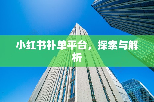 小红书补单平台，探索与解析