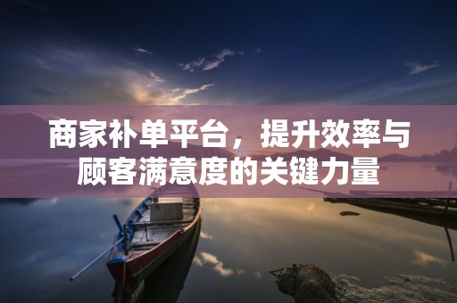 商家补单平台，提升效率与顾客满意度的关键力量