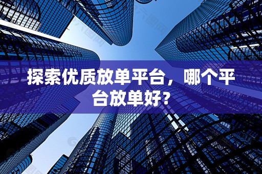 探索优质放单平台，哪个平台放单好？