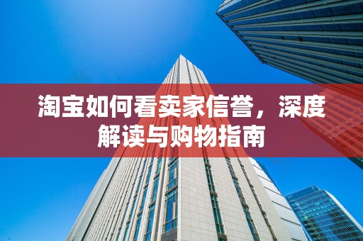 淘宝如何看卖家信誉，深度解读与购物指南