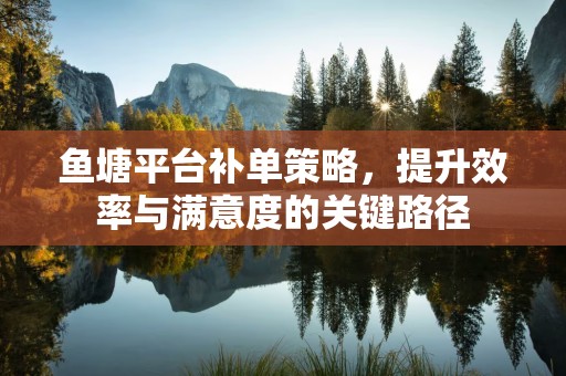鱼塘平台补单策略，提升效率与满意度的关键路径