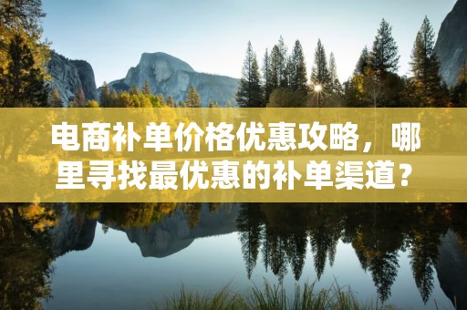 电商补单价格优惠攻略，哪里寻找最优惠的补单渠道？
