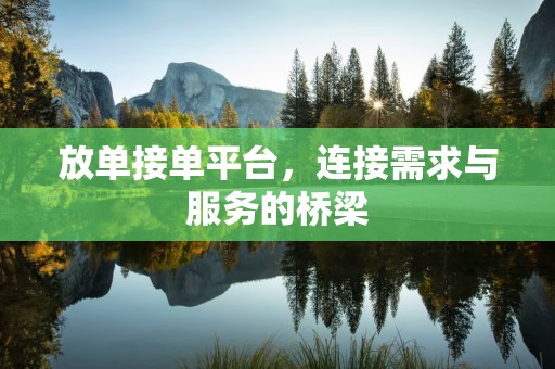 放单接单平台，连接需求与服务的桥梁