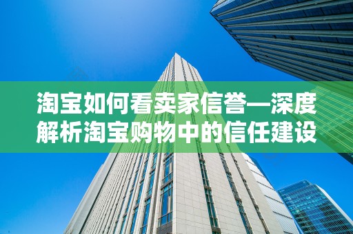 淘宝如何看卖家信誉—深度解析淘宝购物中的信任建设