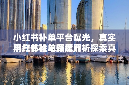 小红书补单平台曝光，真实用户体验与深度解析
小红书补单新纪元，探索真实用户体验，揭示平台内幕