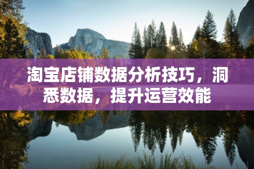 淘宝店铺数据分析技巧，洞悉数据，提升运营效能