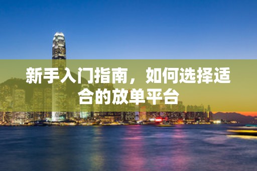 新手入门指南，如何选择适合的放单平台