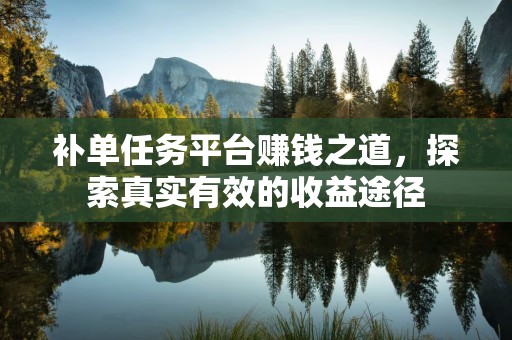 补单任务平台赚钱之道，探索真实有效的收益途径