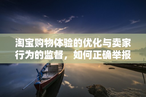 淘宝购物体验的优化与卖家行为的监督，如何正确举报卖家