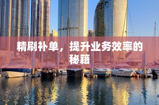 精刷补单，提升业务效率的秘籍