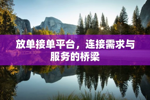 放单接单平台，连接需求与服务的桥梁