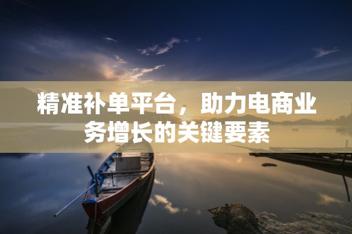精准补单平台，助力电商业务增长的关键要素