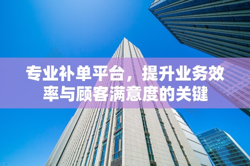 专业补单平台，提升业务效率与顾客满意度的关键