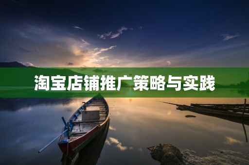 淘宝店铺推广策略与实践