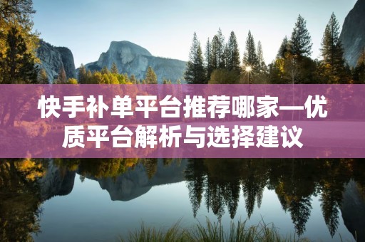 快手补单平台推荐哪家—优质平台解析与选择建议