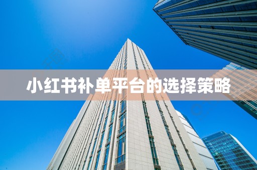 小红书补单平台的选择策略