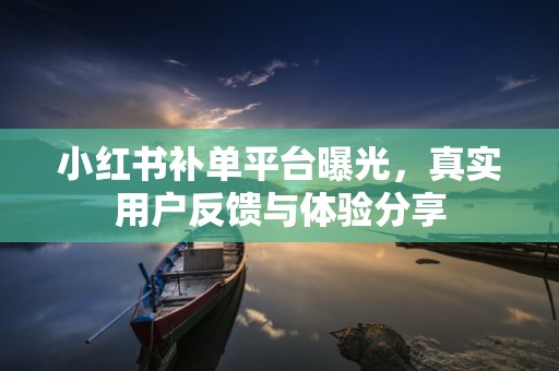 小红书补单平台曝光，真实用户反馈与体验分享
