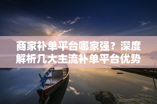 商家补单平台哪家强？深度解析几大主流补单平台优势
