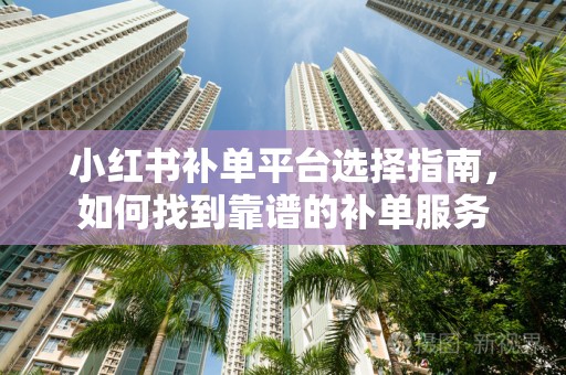 小红书补单平台选择指南，如何找到靠谱的补单服务
