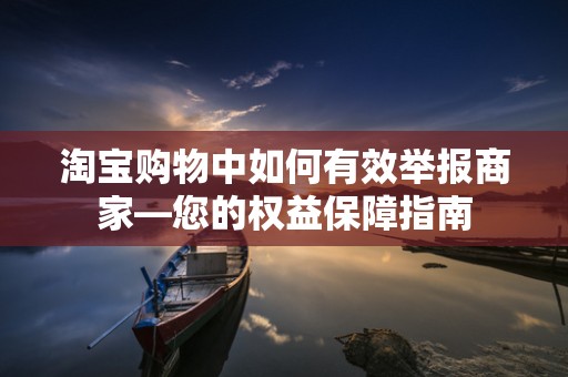 淘宝购物中如何有效举报商家—您的权益保障指南