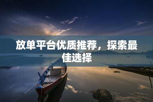放单平台优质推荐，探索最佳选择