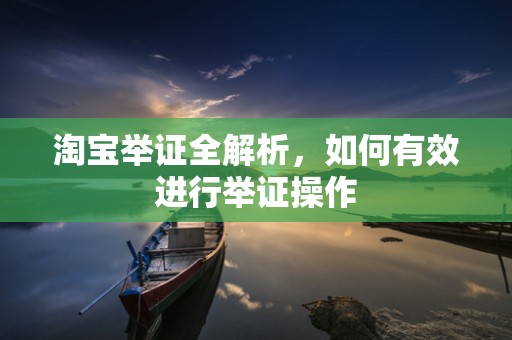 淘宝举证全解析，如何有效进行举证操作